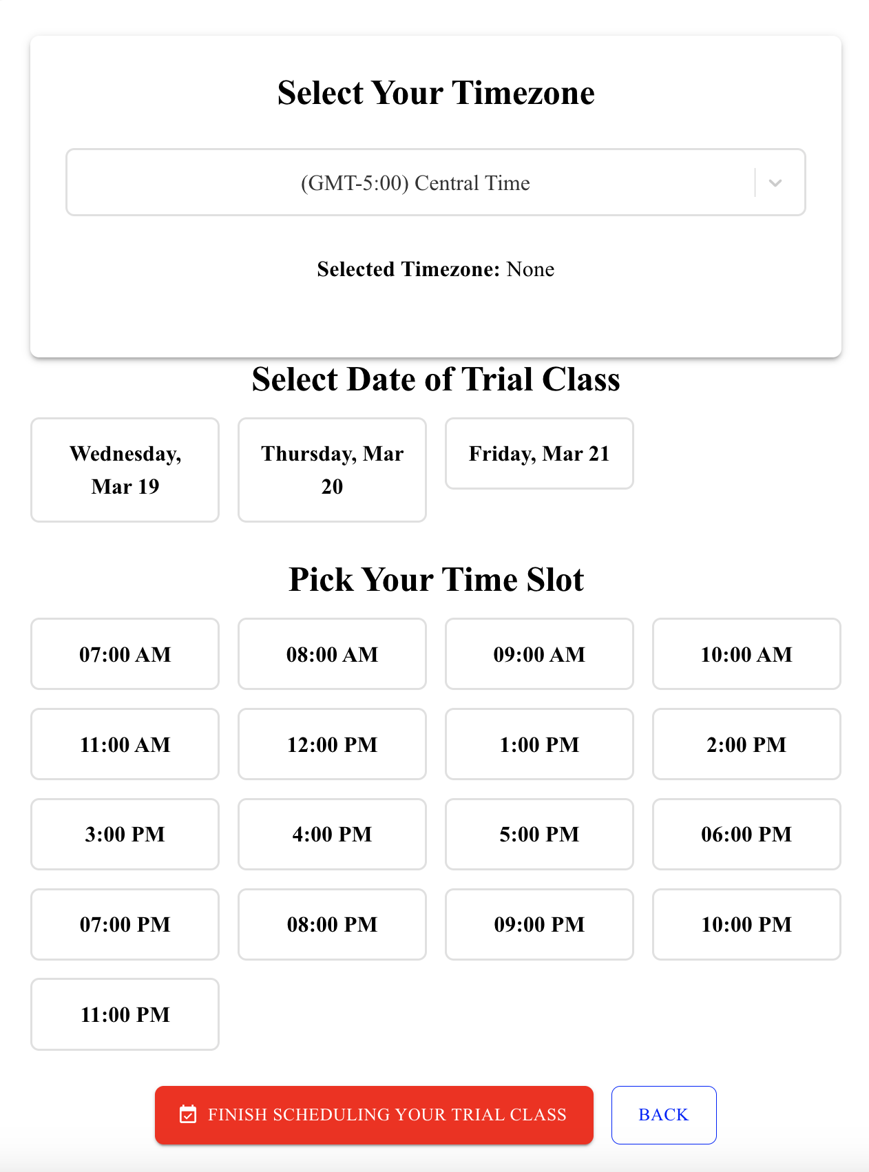 Step 4: Pick a Date and Time Slot