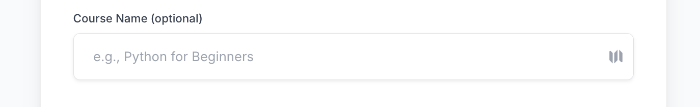 Course Name Input Field