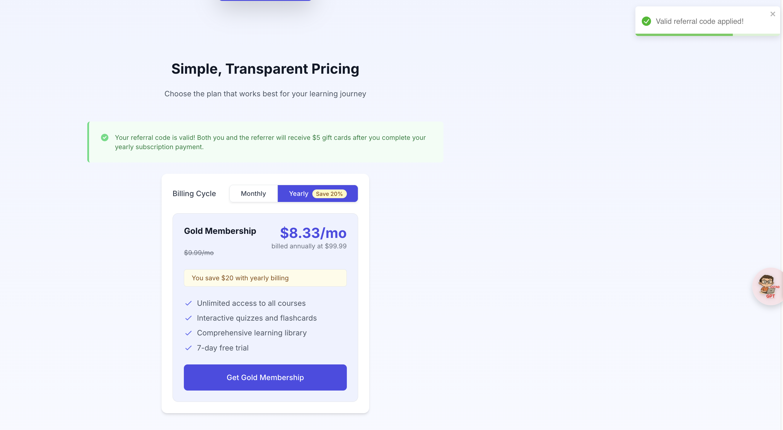 Use Referral Code and See Notification