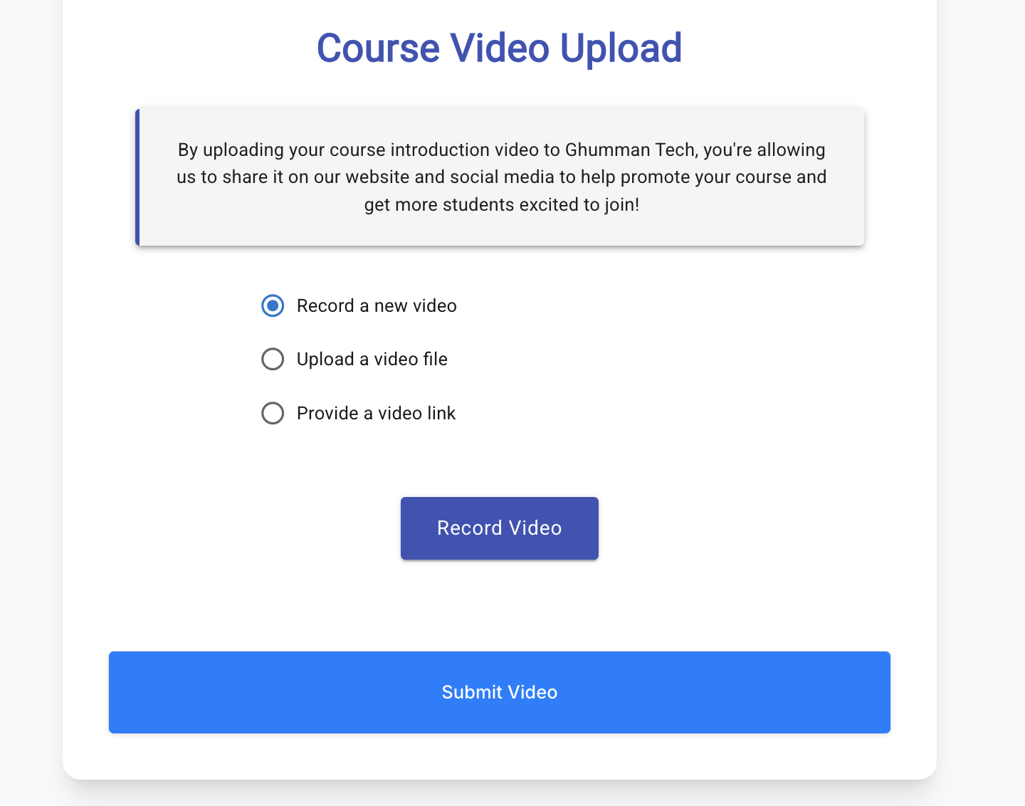 Video Input Options